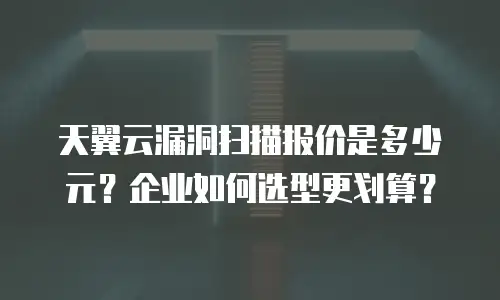天翼云漏洞扫描报价是多少元？企业如何选型更划算？