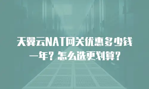 天翼云NAT网关优惠多少钱一年？怎么选更划算？