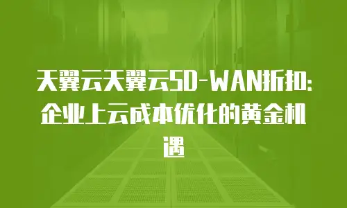 天翼云天翼云SD-WAN折扣：企业上云成本优化的黄金机遇
