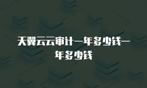 天翼云云审计一年多少钱一年多少钱