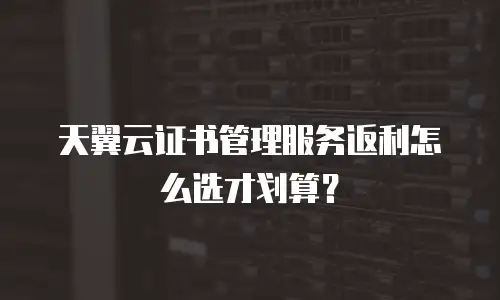 天翼云证书管理服务返利怎么选才划算？