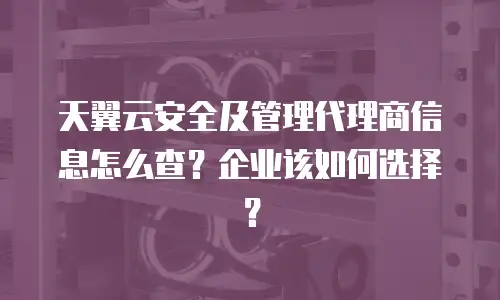 天翼云安全及管理代理商信息怎么查？企业该如何选择？
