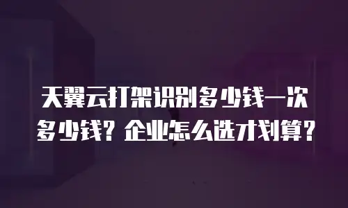 天翼云打架识别多少钱一次多少钱？企业怎么选才划算？