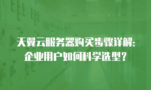 天翼云服务器购买步骤详解：企业用户如何科学选型？