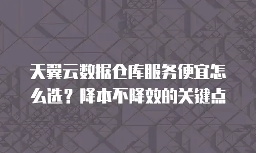天翼云数据仓库服务便宜怎么选？降本不降效的关键点