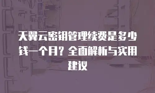天翼云密钥管理续费是多少钱一个月？全面解析与实用建议