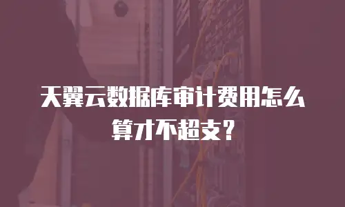 天翼云数据库审计费用怎么算才不超支？