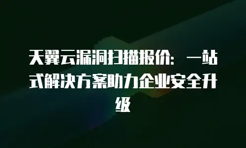 天翼云漏洞扫描报价：一站式解决方案助力企业安全升级