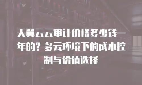 天翼云云审计价格多少钱一年的？多云环境下的成本控制与价值选择