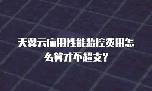 天翼云应用性能监控费用怎么算才不超支？