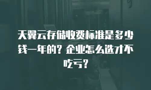 天翼云存储收费标准是多少钱一年的？企业怎么选才不吃亏？