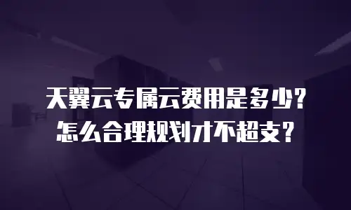 天翼云专属云费用是多少？怎么合理规划才不超支？