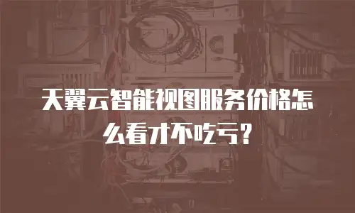 天翼云智能视图服务价格怎么看才不吃亏？