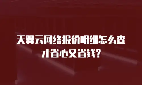 天翼云网络报价明细怎么查才省心又省钱？