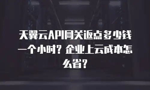 天翼云API网关返点多少钱一个小时？企业上云成本怎么省？