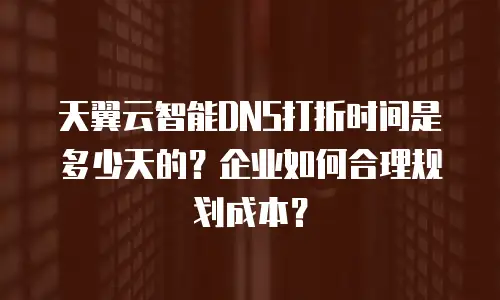 天翼云智能DNS打折时间是多少天的？企业如何合理规划成本？