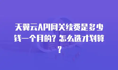 天翼云API网关续费是多少钱一个月的？怎么选才划算？