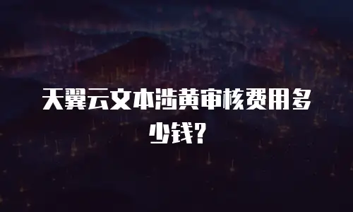 天翼云文本涉黄审核费用多少钱？