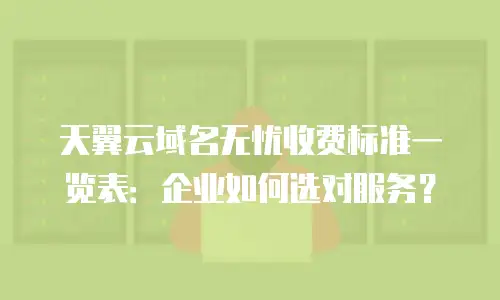 天翼云域名无忧收费标准一览表：企业如何选对服务？