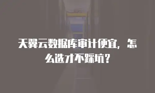 天翼云数据库审计便宜，怎么选才不踩坑？