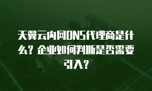 天翼云内网DNS代理商是什么？企业如何判断是否需要引入？