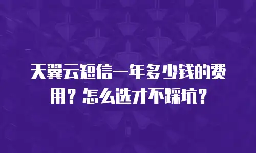 天翼云短信一年多少钱的费用？怎么选才不踩坑？
