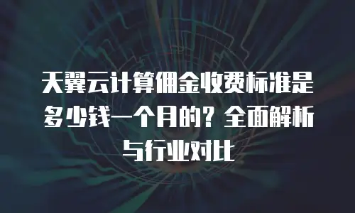 天翼云计算佣金收费标准是多少钱一个月的？全面解析与行业对比