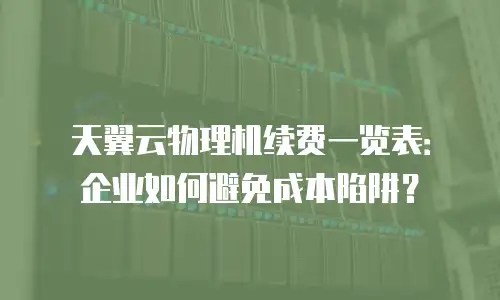 天翼云物理机续费一览表：企业如何避免成本陷阱？