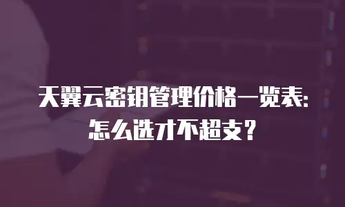 天翼云密钥管理价格一览表：怎么选才不超支？