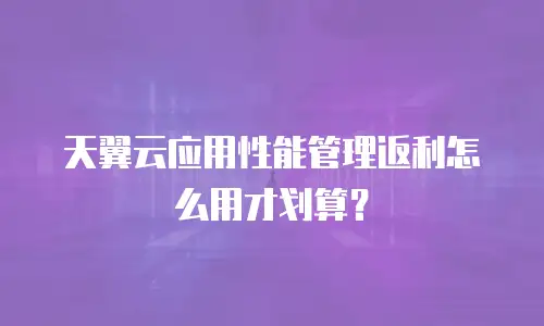 天翼云应用性能管理返利怎么用才划算？