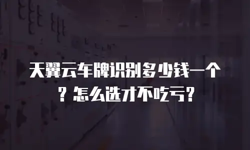 天翼云车牌识别多少钱一个？怎么选才不吃亏？