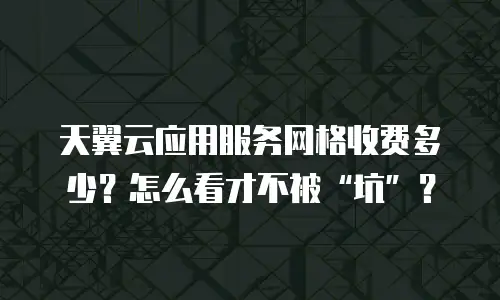 天翼云应用服务网格收费多少？怎么看才不被“坑”？