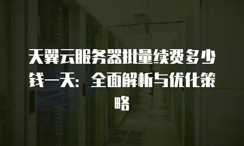 天翼云服务器批量续费多少钱一天：全面解析与优化策略