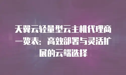 天翼云轻量型云主机代理商一览表：高效部署与灵活扩展的云端选择