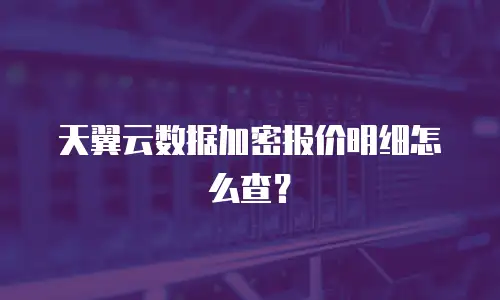 天翼云数据加密报价明细怎么查？