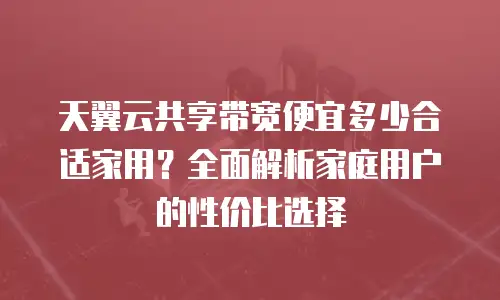 天翼云共享带宽便宜多少合适家用？全面解析家庭用户的性价比选择