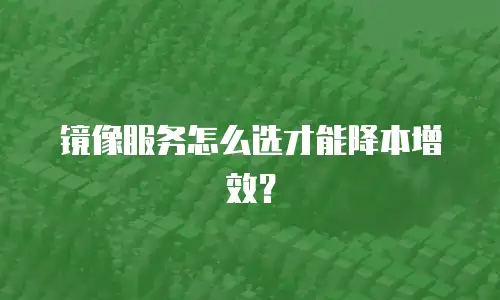 镜像服务怎么选才能降本增效？