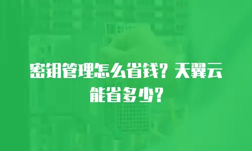 密钥管理怎么省钱？天翼云能省多少？