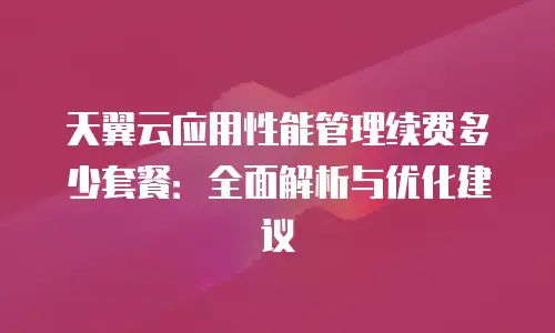 天翼云应用性能管理续费多少套餐：全面解析与优化建议