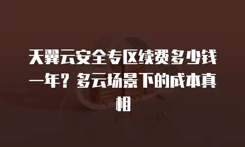 天翼云安全专区续费多少钱一年？多云场景下的成本真相