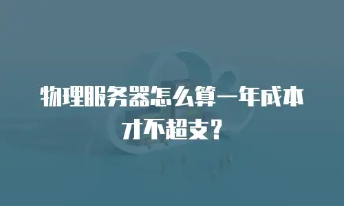 物理服务器怎么算一年成本才不超支？
