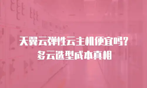 天翼云弹性云主机便宜吗？多云选型成本真相
