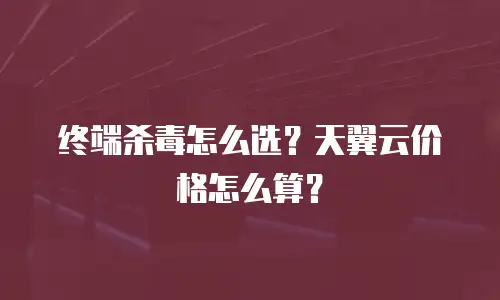 终端杀毒怎么选？天翼云价格怎么算？