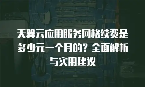 天翼云应用服务网格续费是多少元一个月的？全面解析与实用建议