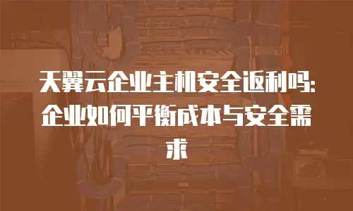 天翼云企业主机安全返利吗：企业如何平衡成本与安全需求