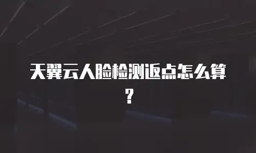 天翼云人脸检测返点怎么算？