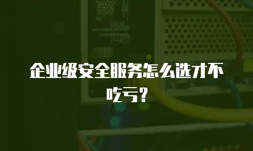 企业级安全服务怎么选才不吃亏？