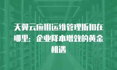 天翼云应用运维管理折扣在哪里：企业降本增效的黄金机遇