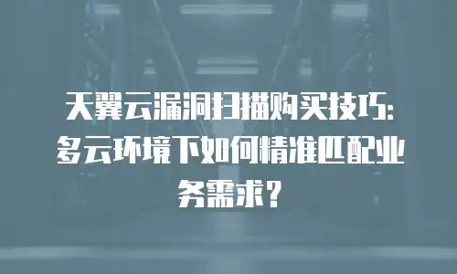 天翼云漏洞扫描购买技巧：多云环境下如何精准匹配业务需求？