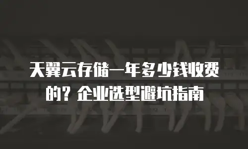 天翼云存储一年多少钱收费的？企业选型避坑指南